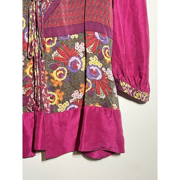 Johnny Was EUC Magenta Floral Embroidered Bohemian Button Tunic Top Shirt XS - Picture 6 of 10